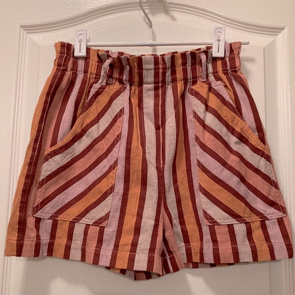 Anthropologie Pink & Orange Belted Stripe Shorts - size XS - Picture 5 of 8